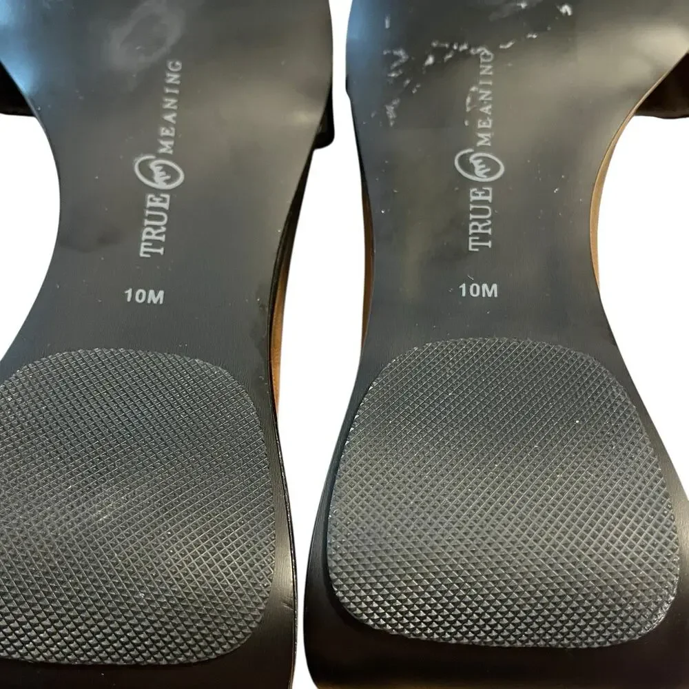 True Meaning Flip Flops Women Size 10 Floral New Black Gray Retro Chic Vibes